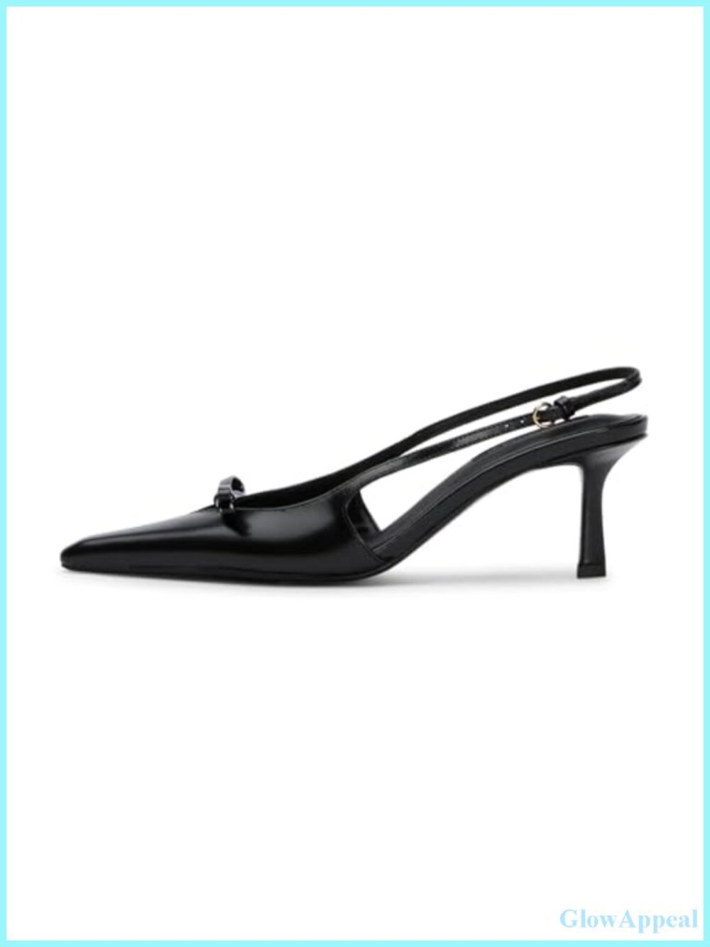 Faux Leather Bow Slingback Kitten Heel Pumps